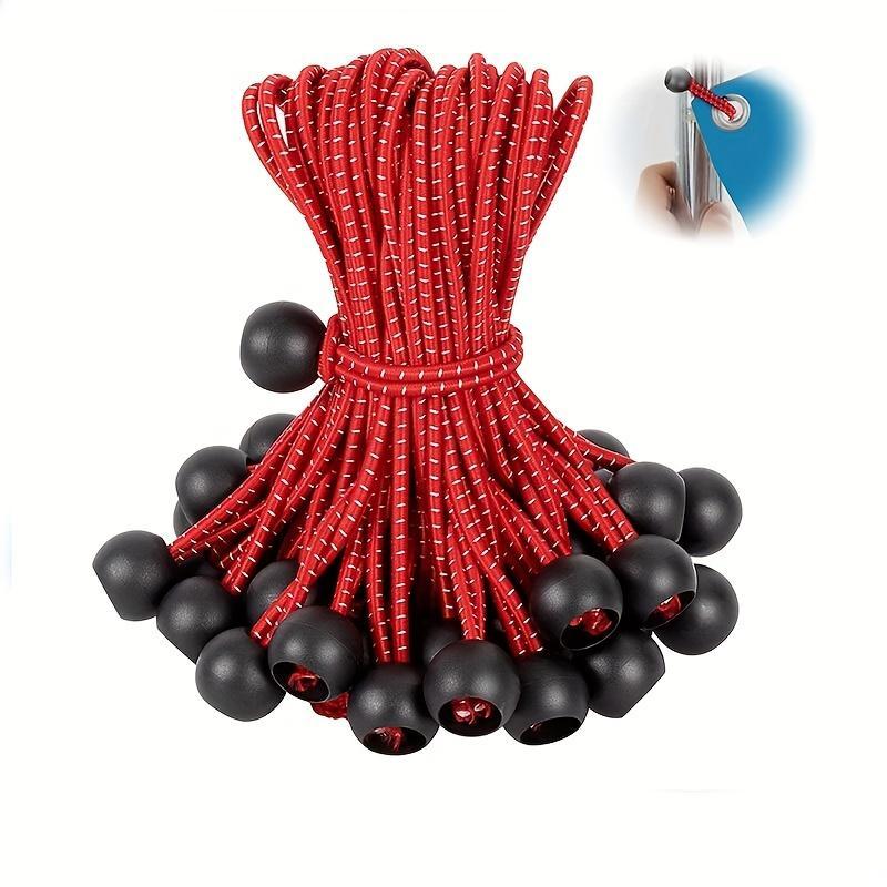 Outdoor Elastic Ball Type Elastic Rope, 25pcs set Tent Clamp Fixed Ball Clip, Loose Tight Lashing Rope, Tent Accessories for Outdoor Camping Hiking