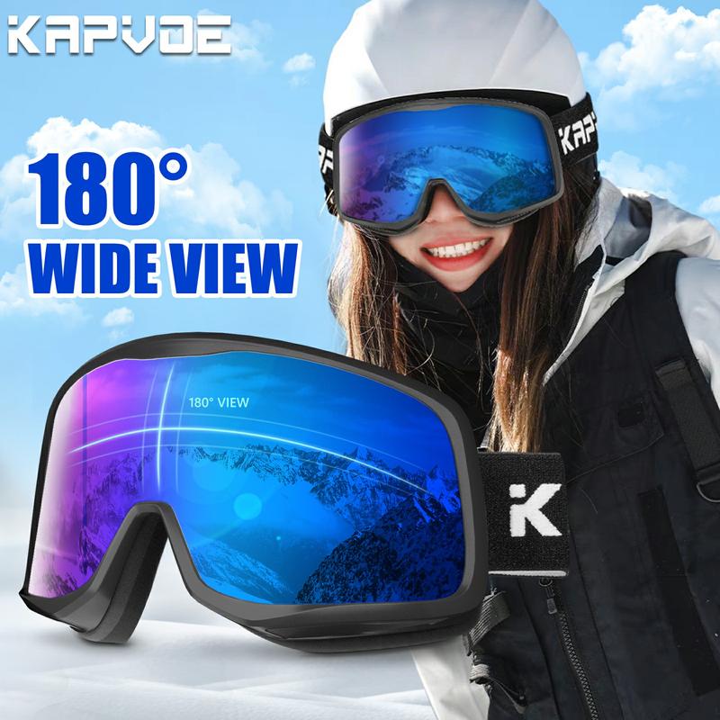 KAPVOE Ski Goggles OTG Snowboard Goggles for Men Women Snow Goggles Anti fog Helmet Compatible UV Protection Adult Youth