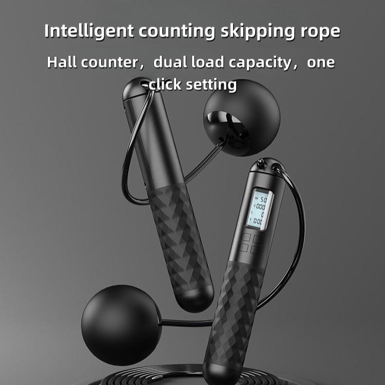 Magnetically Counting Jump Rope ( Gravity Ball Cordless Cordless), suitable for indoor sports in winter, Adjustable Cordless Digital Jump Rope with calorie counter, non-slip handle