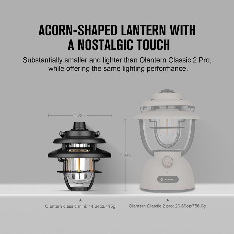 [Black Friday & Cyber Monday Sale]OLIGHT Olantern Classic Mini LED Camping Lantern, Lightweight Rechargeable Lantern Flashlight 300 Lumens with Dual Light Sources, Portable Camp Lamp for Hurricane, Emergency, Hiking