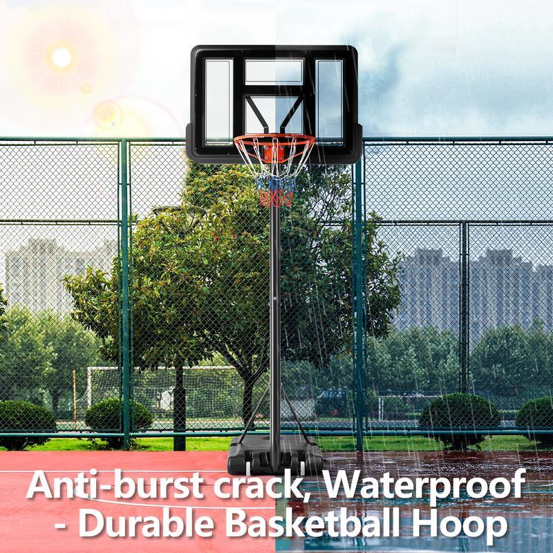 Adjustable Outdoor Basketball Hoop for Kids and Adults 4.2-10ft, with Shatterproof Backboard & Rust-Proof Steel Poles