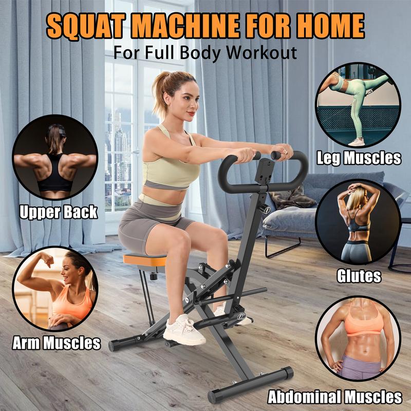 Squat Machine for Home,Ride & RowingMachine for Botty Glutes Butt Thighs,330LBS Foldable,RodeoCore Exercise Machine,AbBack Leg Press Hip Thrust