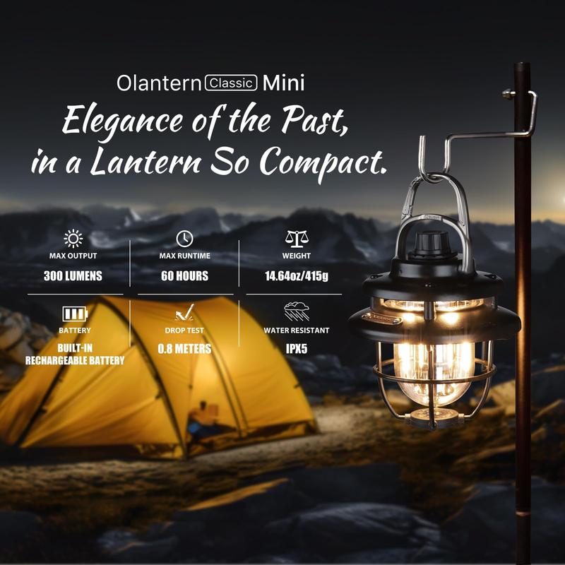 [Black Friday & Cyber Monday Sale]OLIGHT Olantern Classic Mini LED Camping Lantern, Lightweight Rechargeable Lantern Flashlight 300 Lumens with Dual Light Sources, Portable Camp Lamp for Hurricane, Emergency, Hiking