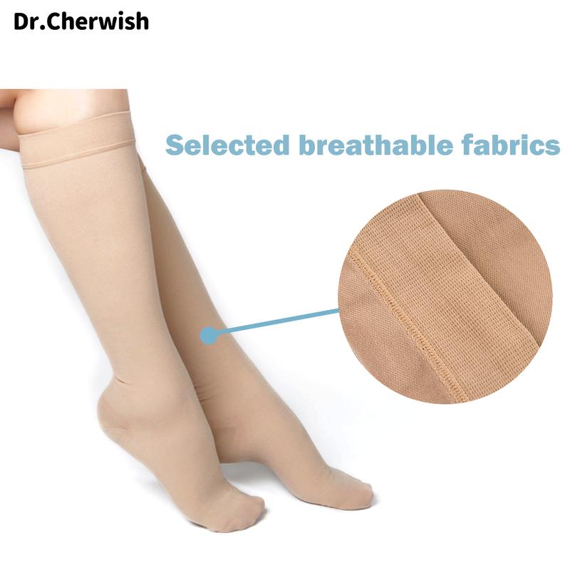 [Only for Gift]Dr.cherwish Compression Socks for Women & Men 2Pair Circulation Knee High Support Sock for Nurses, Pregnancy, Travel, Athletic, Running, Cycling