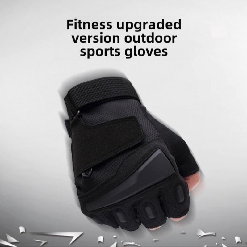 Sporty Unisex Breathable Non-slip Sports Fingerless Gloves, 1 Pair Velcro Closure Half Finger Gloves, Sports Gloves for Gym Workout Cycling Outdoor Activities