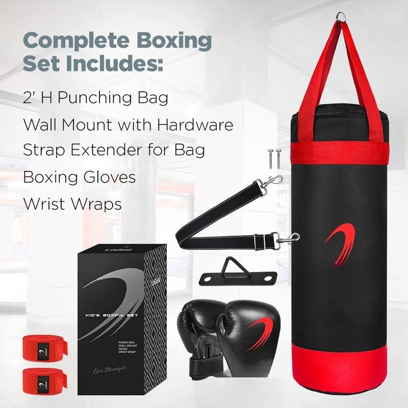 Punching Bag for  Boxing Set - Suitable for  Punching Bags 3-8  of  - Boxing Gloves & Hand Wraps Included - Youth  Boxing MMA Kickboxing Muay Thai Karate Punching Bag