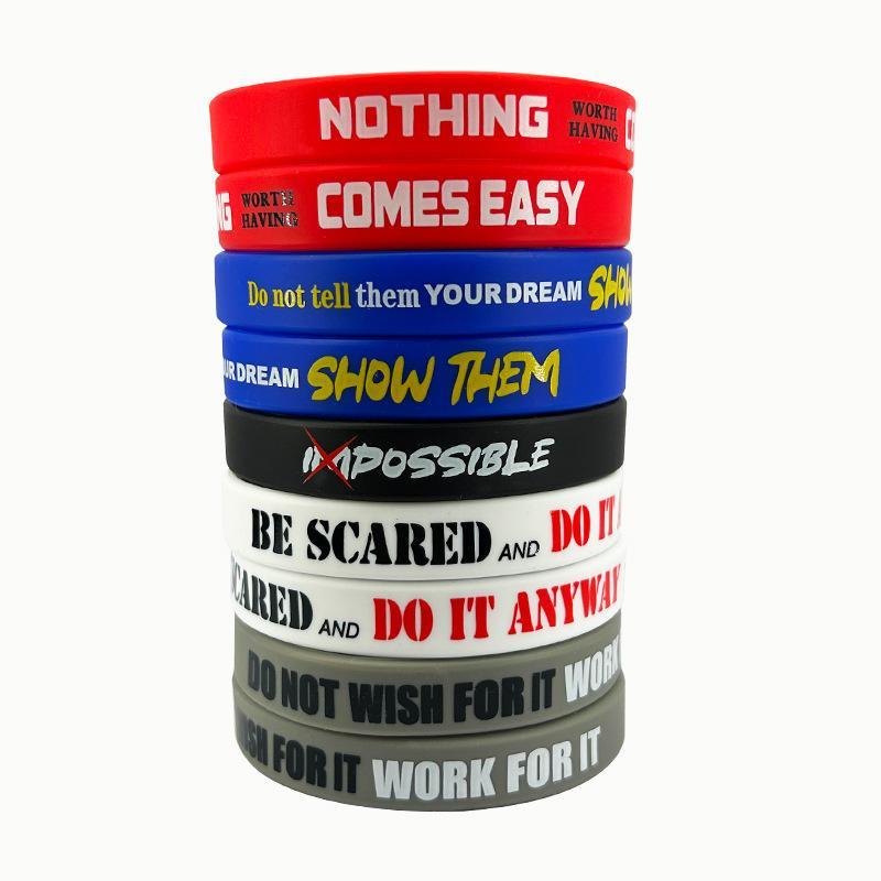 Silicone Wristband, 12pcs set Inspirational Quotes Sports Band, Perfect Indoor Entertainment Accessory, Ideal Summer Gift