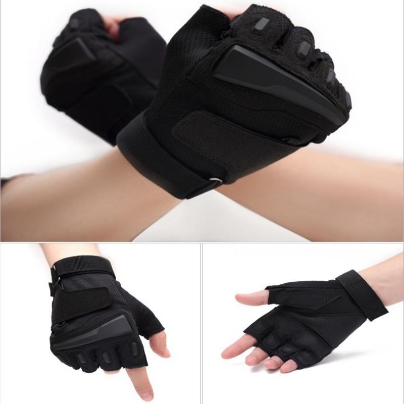 Sporty Unisex Breathable Non-slip Sports Fingerless Gloves, 1 Pair Velcro Closure Half Finger Gloves, Sports Gloves for Gym Workout Cycling Outdoor Activities