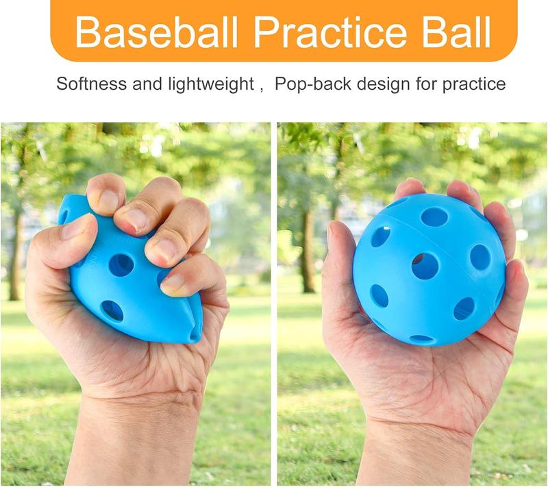 12 100 Pack Baseball Practice Baseballs Plastic Hollow Soft Balls with a Drawstring Bag for Hitting, Baseball  Indoor Outdoor Use