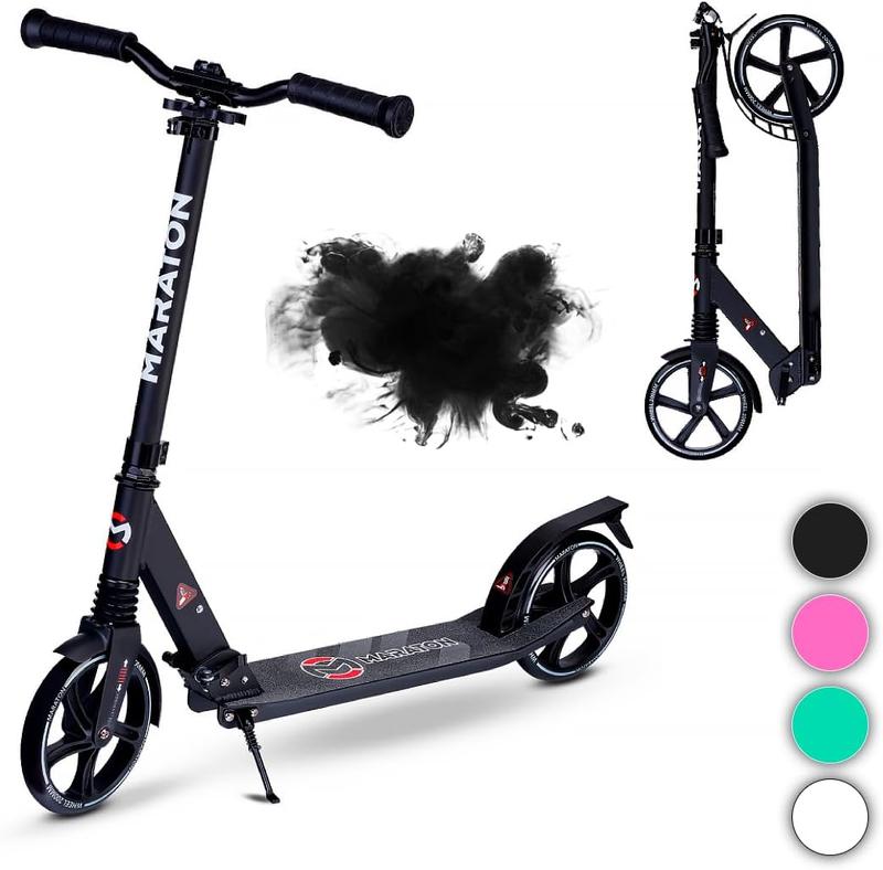 Maraton Kick Scooter Comfort 200, Black | Kick Scooter for Teens | For Teens 8-18 Year Old | 220 lbs, XL Wheels, Lightweight | Durable Folding Scooter For Kids Ages 10-14 | Foldable Scooter for Teenagers. High Quality