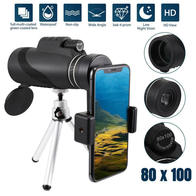 Day Night Military Telescope 80X100 Zoom HD Monocular Mobile Phone Telescope