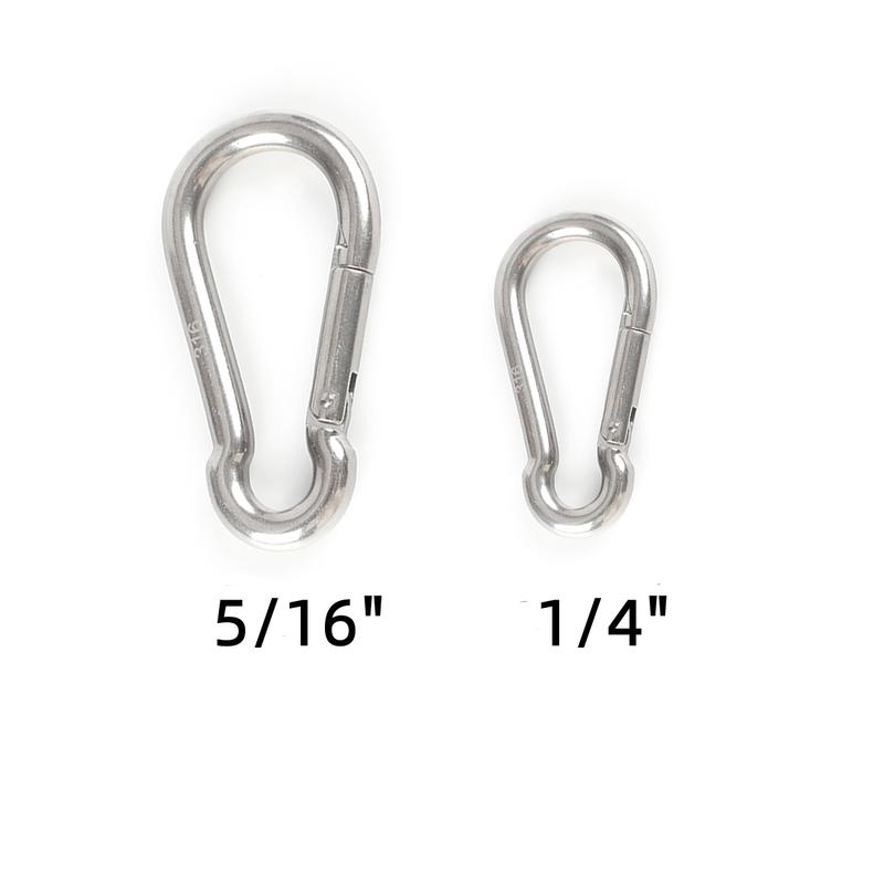 4pcs 1 4'' Heavy Duty Carabiner Clips, 316 Stainless Steel Carabiner Hooks, Multi-Purpose Spring Snap Hook, Fishing, Hiking, Boating, Sailing, Camping (M6)