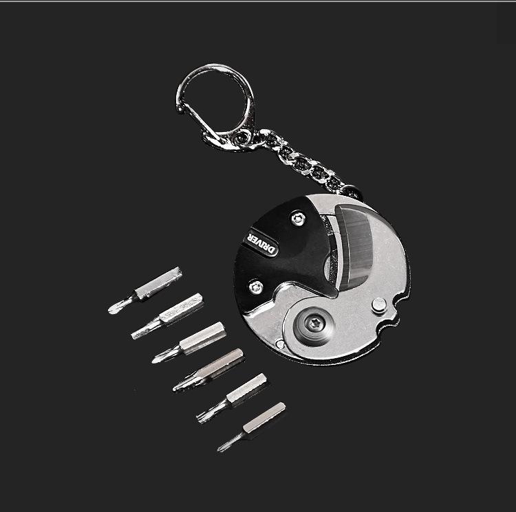 6-in-1 Mini Stainless Steel Multi-Tool with Keychain - Knife, Screwdrivers, and More for Outdoor, Home, and Automotive Use