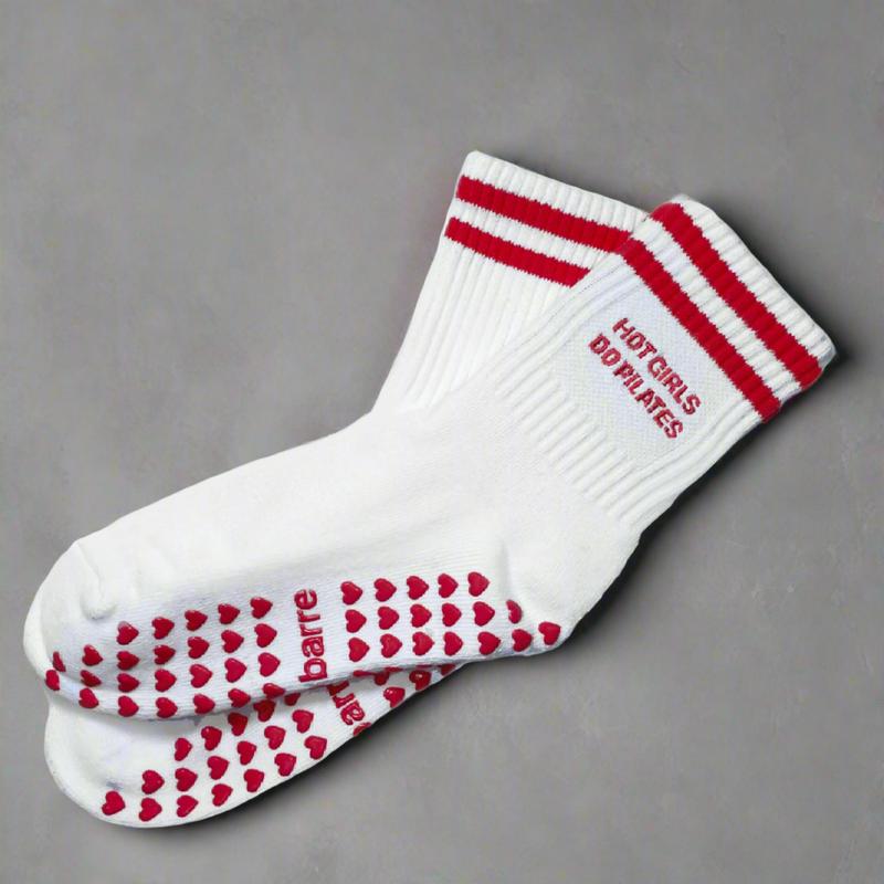 Hot Girls Do Pilates Sock - White Red for Women