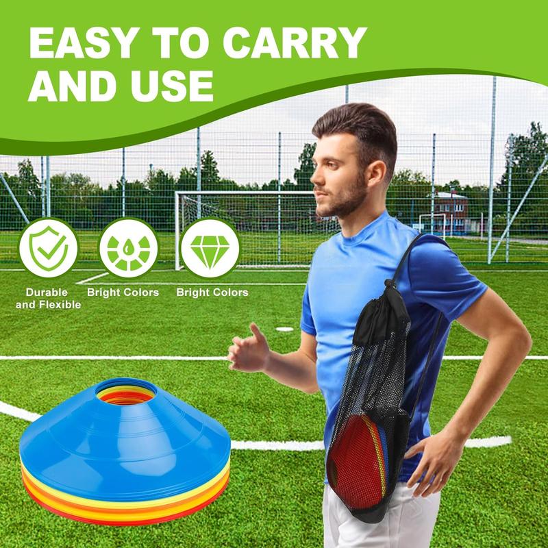 Set of 25 - Agility Soccer Cones with Carry Bag and for, Football Cones for TrainingFootball, Basketball, Coaching, Agility Cones for Indoor and Outdoor Games