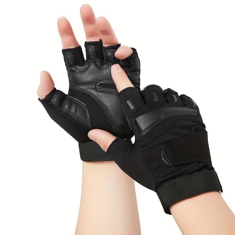 Sporty Unisex Breathable Non-slip Sports Fingerless Gloves, 1 Pair Velcro Closure Half Finger Gloves, Sports Gloves for Gym Workout Cycling Outdoor Activities