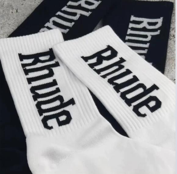 Rhude for Men Women 5-Pair Funny Letter Cotton CrewSocks sport socks grip socksfootball socks