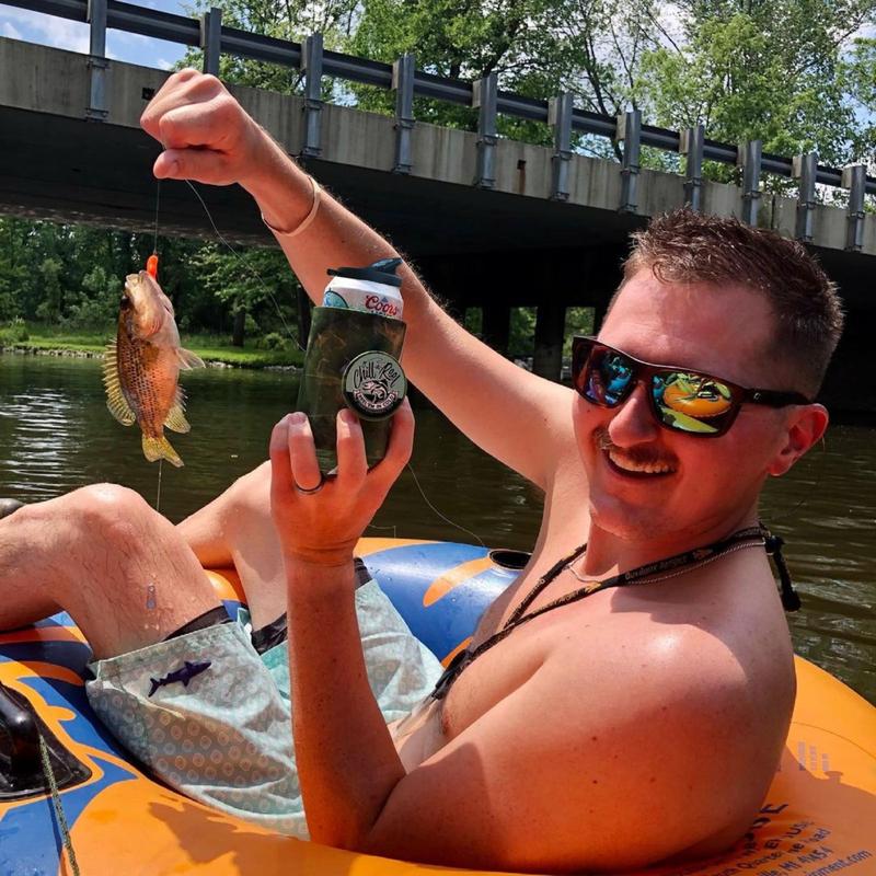 Chill-N-Reel Patriotic Bundle: Red Blue Camo Fishing Can Coolers. Perfect Gift for Father's Day or Boyfriend! As Seen on Shark Tank!