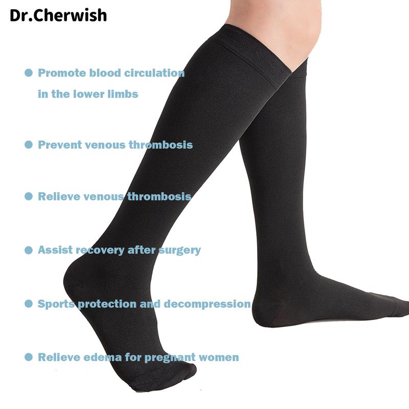 [Only for Gift]Dr.cherwish Compression Socks for Women & Men 2Pair Circulation Knee High Support Sock for Nurses, Pregnancy, Travel, Athletic, Running, Cycling