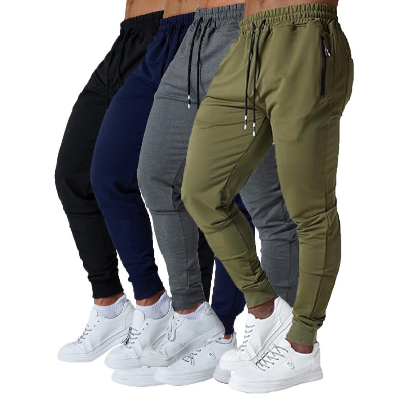 4 pcs Men's Jogger Sweatpants Slim Fit Medium Stretch with Zipped Pockets for Jogging Workout Athletic Active Pants
