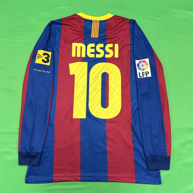 Nike 10-11 Season Barcelona Home Short Sleeve Soccer Jersey  Messi Long Sleeve Vintage Barcelona Jersey