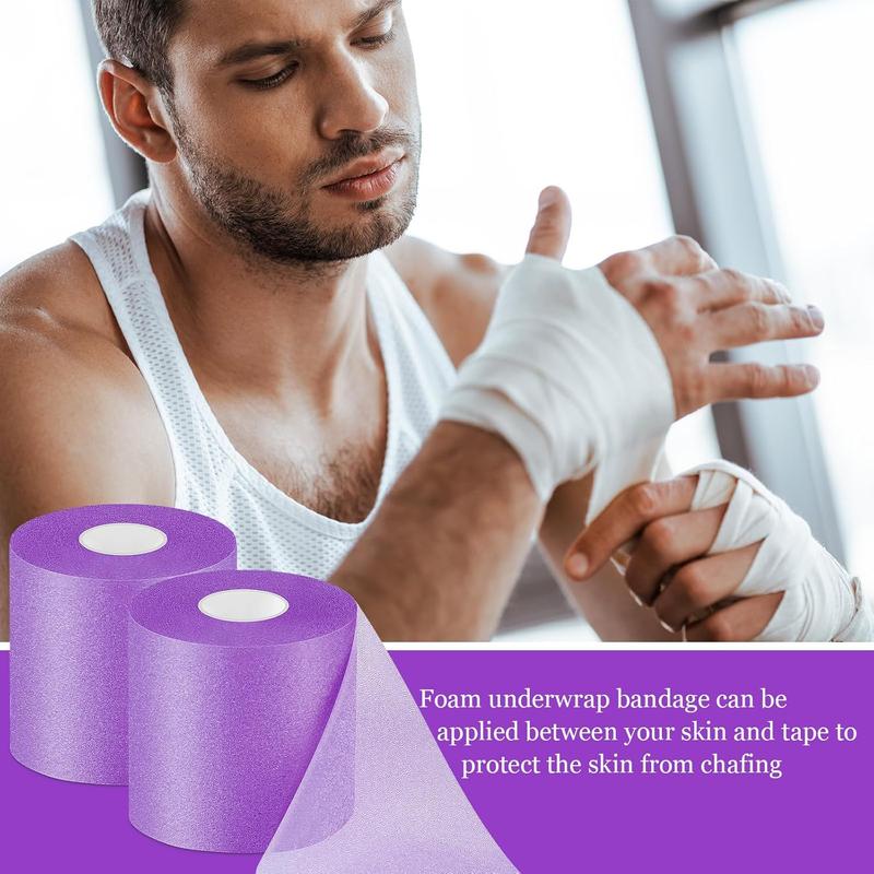 30 Yards Pre-wrap Athletic Foam Underwrap Tape for Sports Bandaging Wrists, Elbows, Knees, and Ankles, 2.76 Inches (Purple)