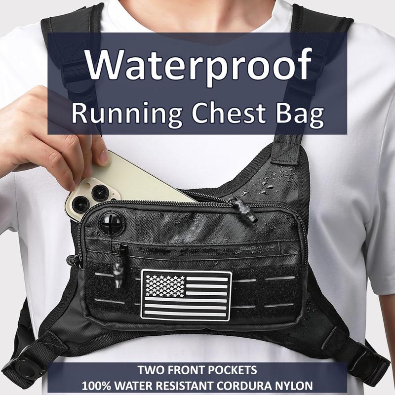 Chest Pack for Men, Sports Utility Mens Chest Bag Lightweight Running Vest for Men with Built-In Phone Holder for Workouts, Running, Cycling