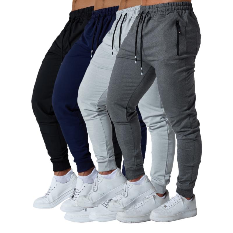 4 pcs Men's Jogger Sweatpants Slim Fit Medium Stretch with Zipped Pockets for Jogging Workout Athletic Active Pants