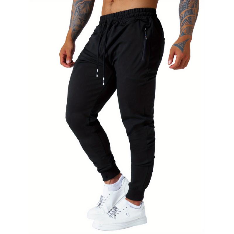 4 pcs Men's Jogger Sweatpants Slim Fit Medium Stretch with Zipped Pockets for Jogging Workout Athletic Active Pants