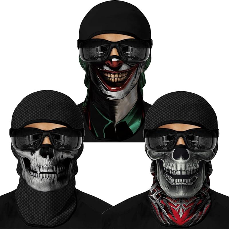 3count Balaclava Ski Mask Motorcycle Full Face Mask Outdoor Tactical Hood Headwear Mask Unisex for Cycling Halloween Windproof