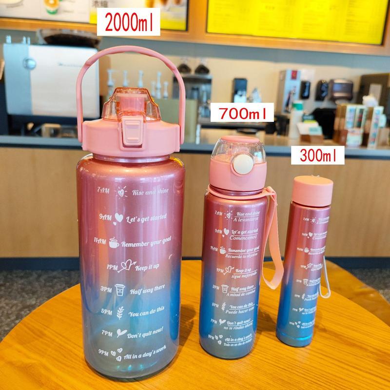 Water Bottle set of 3  2000ML, 700ML & 300ML Mice Powder Coating High Quality Cup Leak proof plastic outdoor sports water bottle for home gym