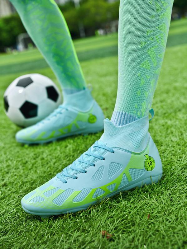 Unisex Colorblock Soccer Cleats, Lace Up Soccer Shoes, High Top Football Shoes, Professional Training Sneakers for Outdoor Sports, Indoor Soccer Shoes, Soccer Cleats, Football Accessories, Summer Outfits 2024, Soccer Shoes