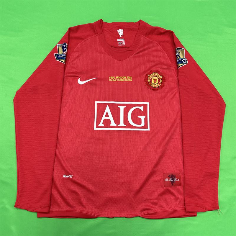 Nike 0809 Manchester United Away Retro Long Sleeve Soccer Jersey No. 7 Ronaldo