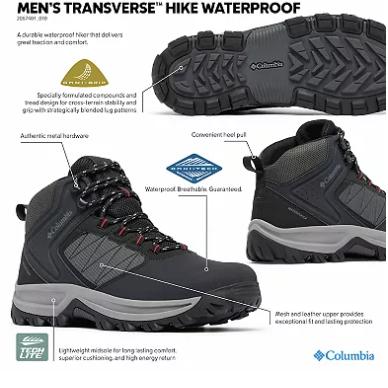 Columbia Transverse Waterproof Men's Hiking Shoes for Outdoor Activities