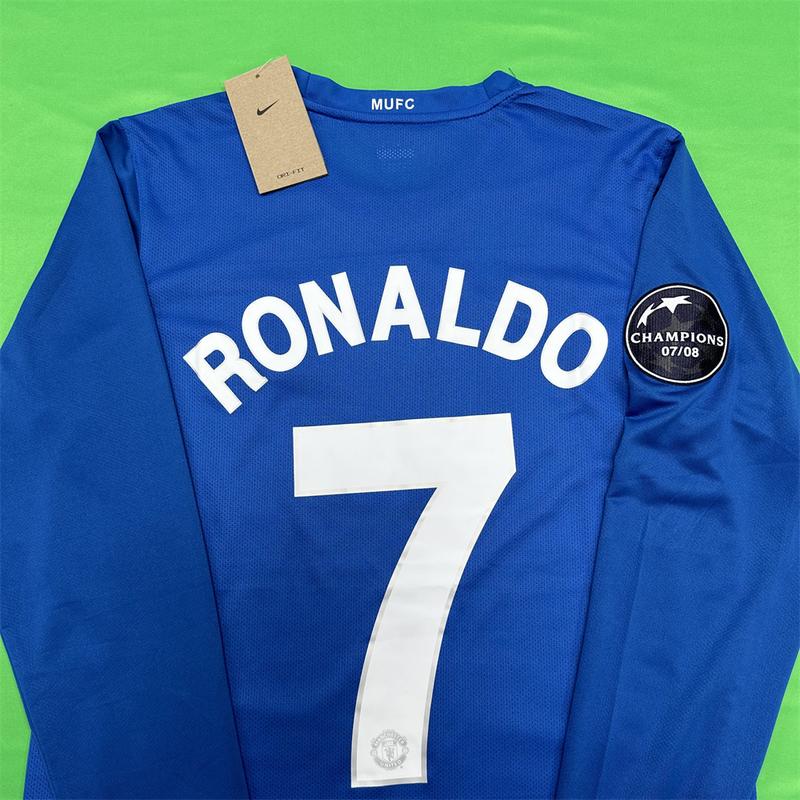 Nike 0809 Manchester United Away Retro Long Sleeve Soccer Jersey No. 7 Ronaldo