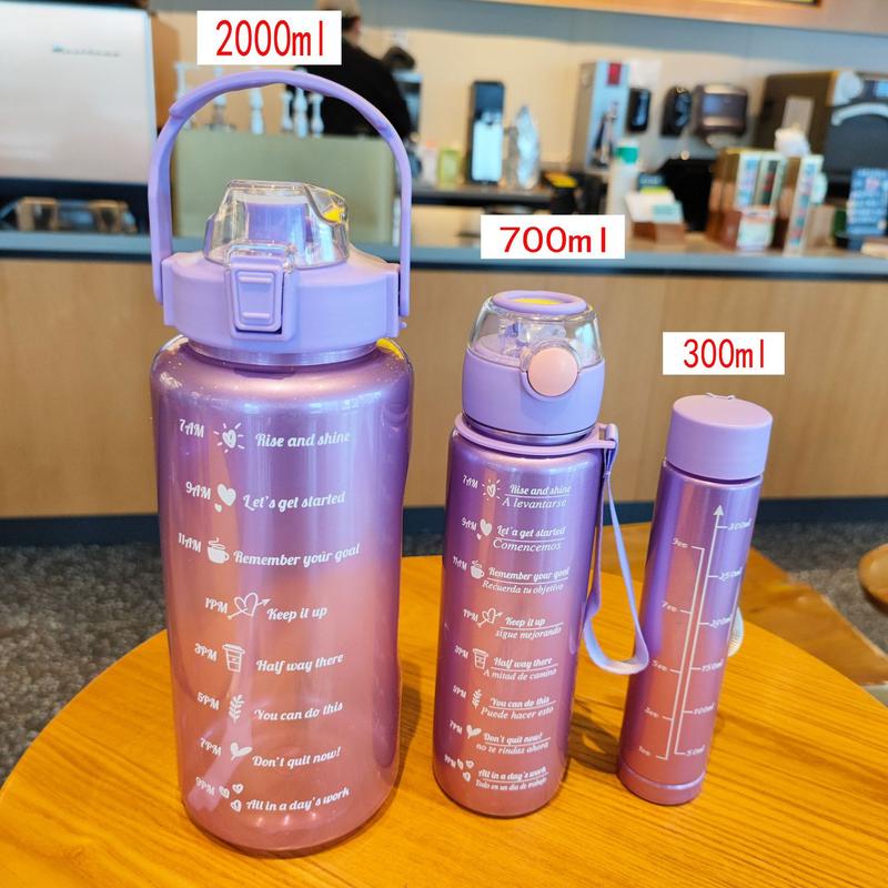 Water Bottle set of 3  2000ML, 700ML & 300ML Mice Powder Coating High Quality Cup Leak proof plastic outdoor sports water bottle for home gym