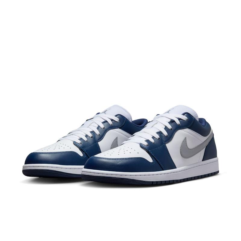 Nike Air Jordan 1 Low Wolf Grey Midnight Navy 553558-141 Men's Fashion Sneaker New