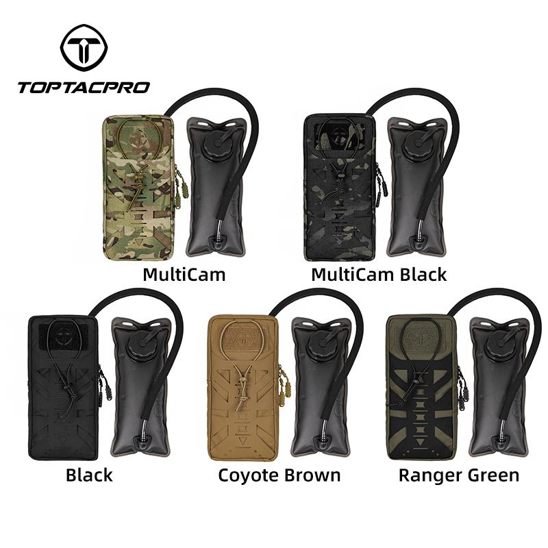 TOPTACPRO Hydration Pouch with Inner Bladder for 1L Water Bag Laser-Cut MOLLE Hydration Pouch for Hiking Biking Running and Climbin 500D Nylon 8504