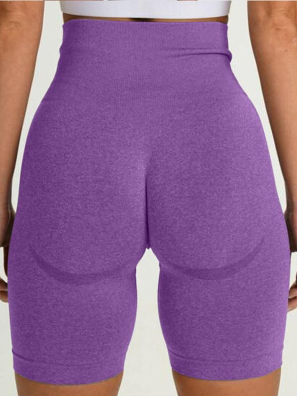 Women's Solid High Waist Sports Gym Shorts, Casual Comfy Breathable Quick Drying Skinny Shorts for Yoga Gym Workout Running, Ladies Sportswear Bottoms for Summer