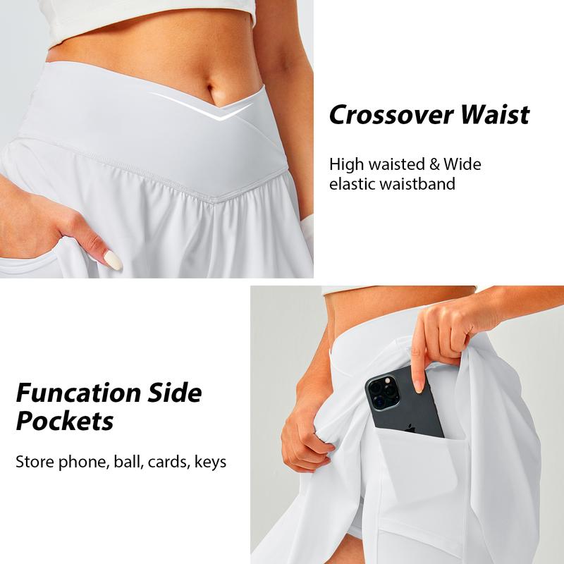 Womens Tennis Skirt with Pockets Shorts Crossover High Waisted Athletic Skorts Skirts for Golf Running Workout