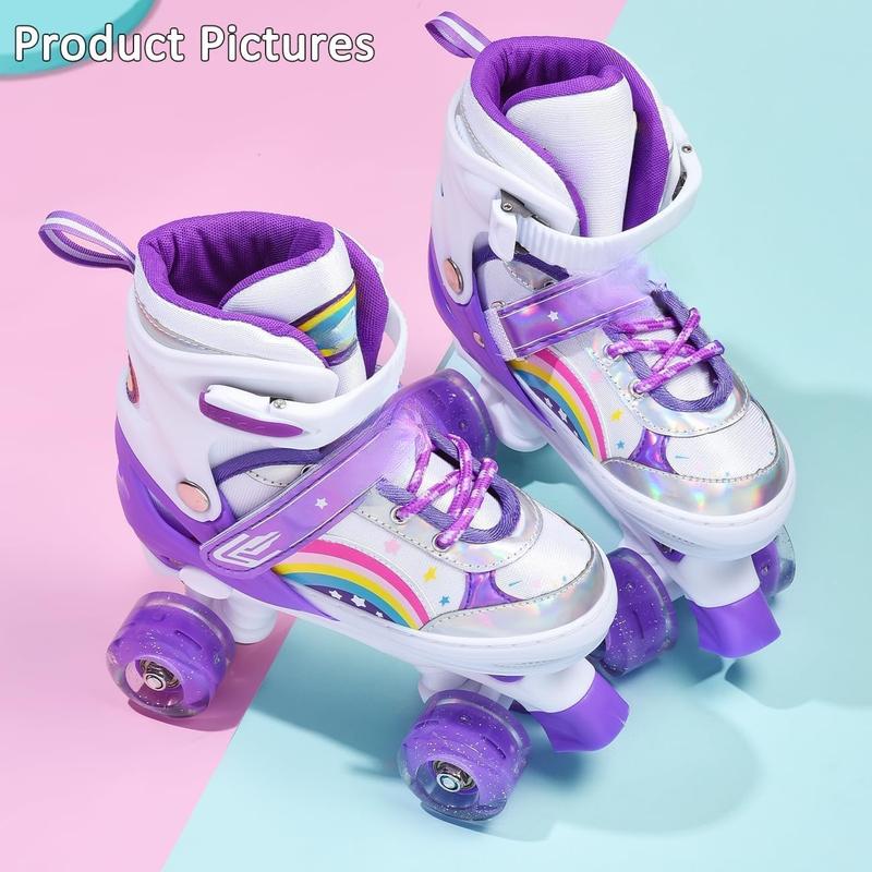 Roller Skates, Roller Skates,Girls Roller Skates,4 Size Adjustable  Roller Skates with Light up Wheels for for Beginner  Girls & Boys