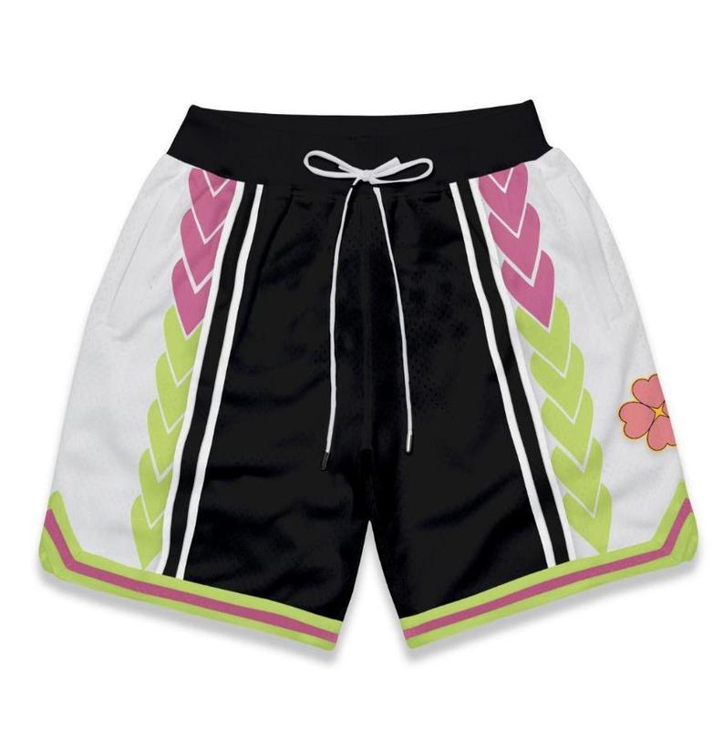 Demon Slayer Mitsuri Kanroji GYM Shorts Workout Sport Knee Pants with Pockets