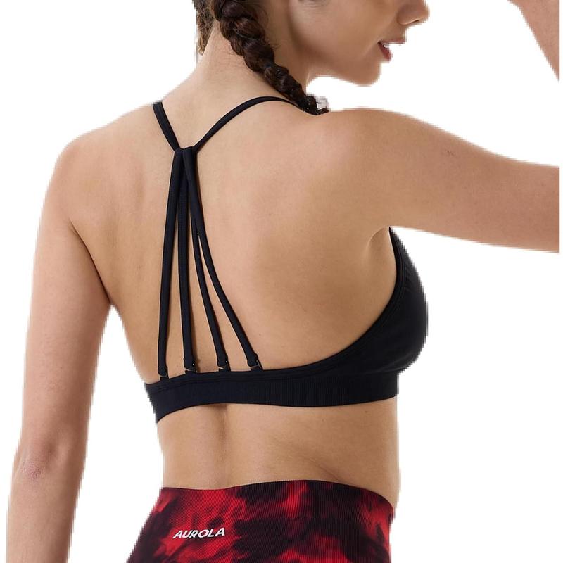 AUROLA Mercury Workout Sports Bras Women Athletic Removable Padded Backless Strapy Minimal Crop Top