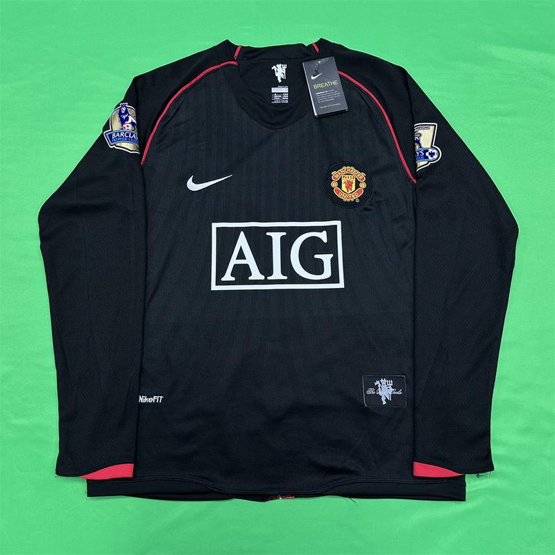 Nike 0809 Manchester United Away Retro Long Sleeve Soccer Jersey No. 7 Ronaldo