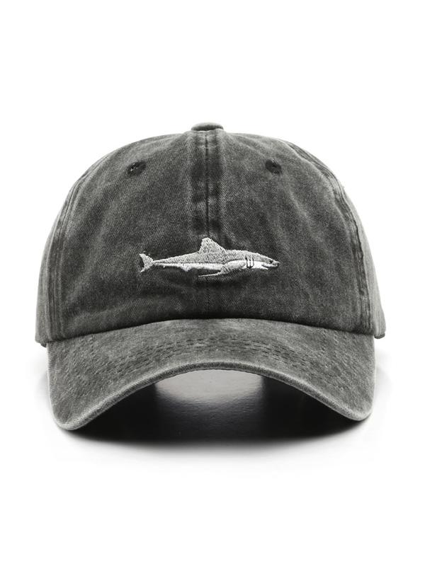 Unisex Shark Embroidery Design Casual Baseball Cap, Animal Design Baseball Cap, Breathable Adjustable Sunshade Hat for Outdoor Sports