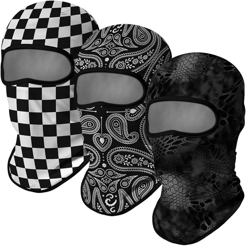 3count Balaclava Ski Mask Motorcycle Full Face Mask Outdoor Tactical Hood Headwear Mask Unisex for Cycling Halloween Windproof