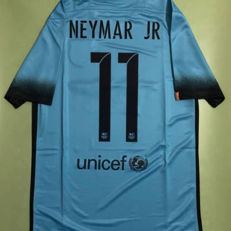 15-16 Barcelona jersey number 10 away, Barcelona blue football short sleeved shirt