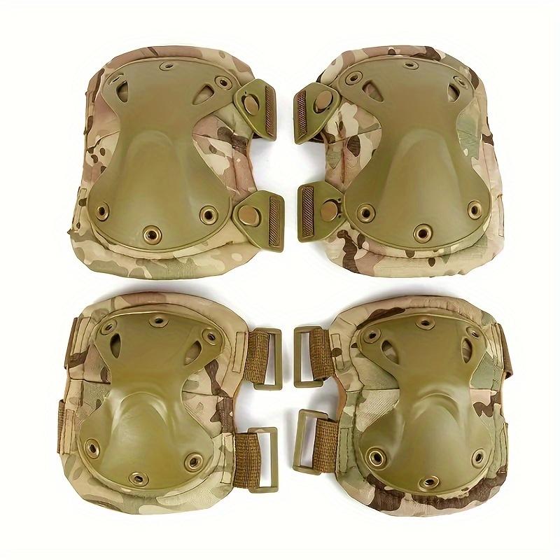 4-Piece Set of Heavy-Duty Buckle Style Knee and Elbow Pads - Superior Protection, Flexible, Breathable, and Durable for Outdoor Sports, Hunting, and Adventure - Polyester Construction with Soft Sponge Padding for Enhanced Comfort