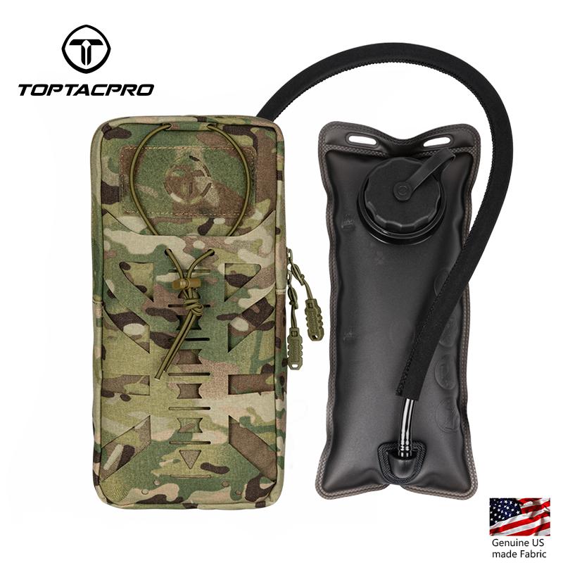 TOPTACPRO Hydration Pouch with Inner Bladder for 1L Water Bag Laser-Cut MOLLE Hydration Pouch for Hiking Biking Running and Climbin 500D Nylon 8504