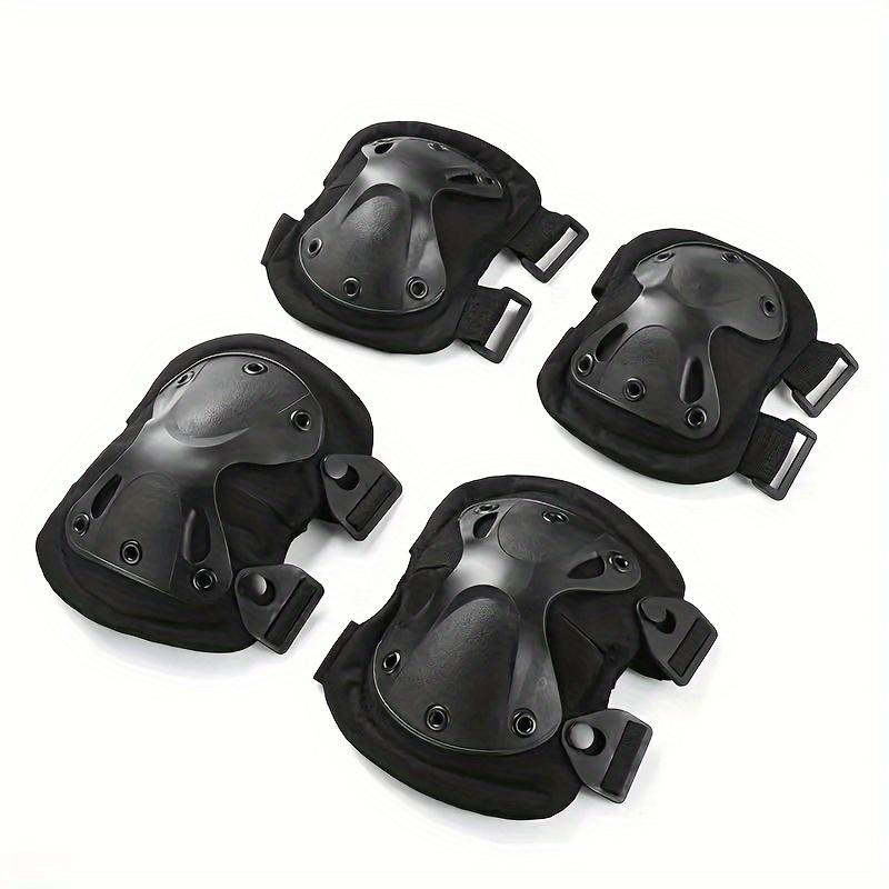 4-Piece Set of Heavy-Duty Buckle Style Knee and Elbow Pads - Superior Protection, Flexible, Breathable, and Durable for Outdoor Sports, Hunting, and Adventure - Polyester Construction with Soft Sponge Padding for Enhanced Comfort